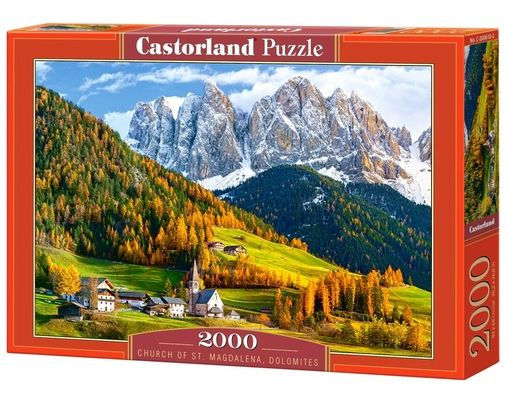 Castorland 2000 Piece Jigsaw Puzzles, Church of St. Magdalena, Dolomites, Italy, Europe, Scenic Puzzle, Travel-Inspired Puzzle, Adult Puzzle, Castorla