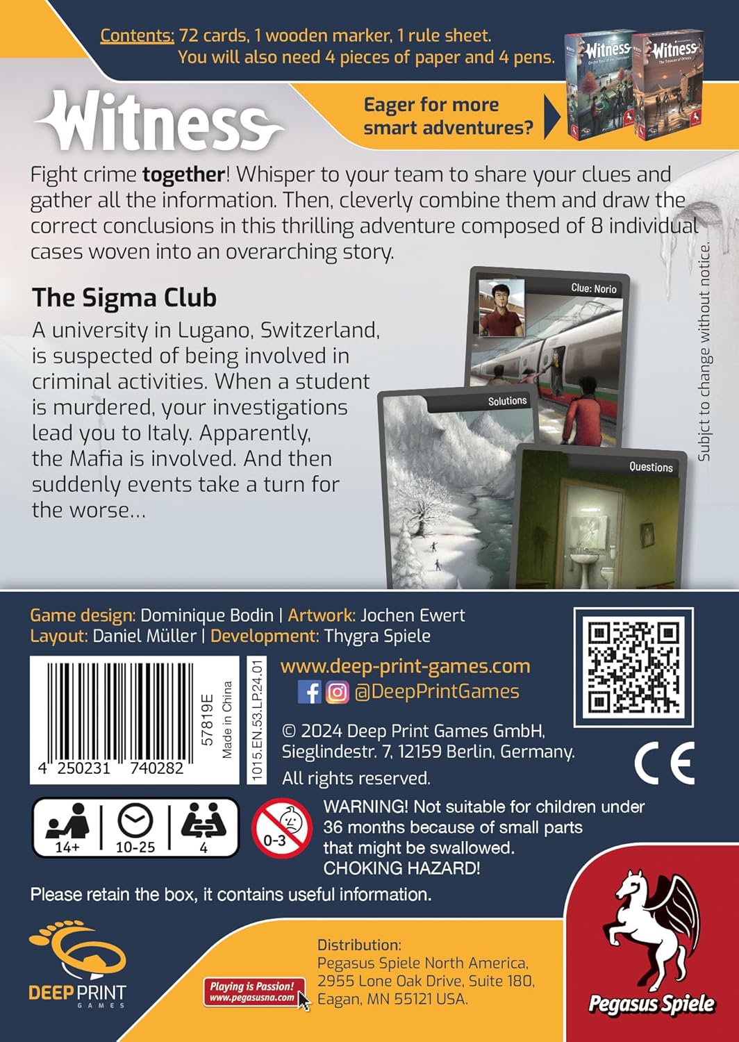 Witness: The Sigma Club By Pegasus Spiele