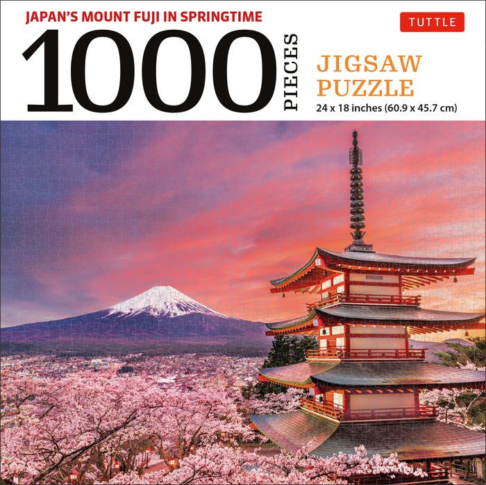 Japan's Mount Fuji in Springtime- 1000 Piece Jigsaw Puzzle: Snowcapped Mount Fuji and Chureito Pagoda in Springtime (Finished Size 24 in X 18 In)