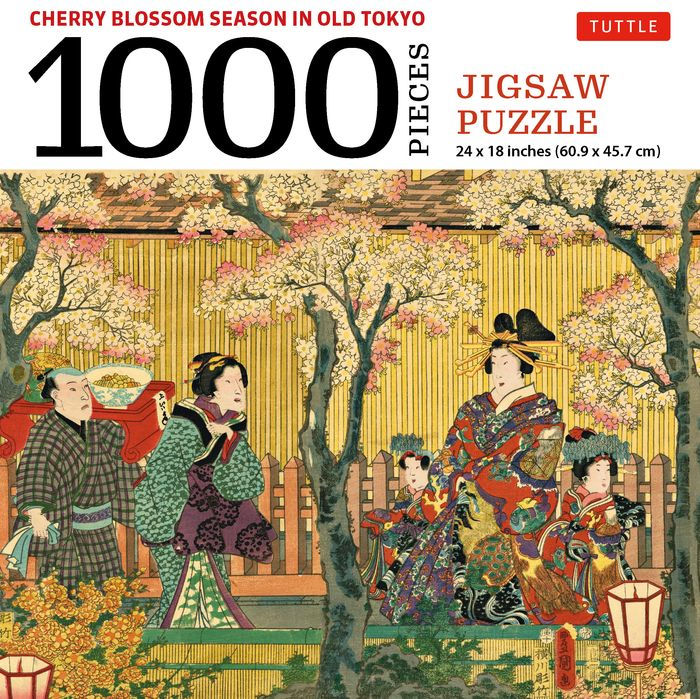 Cherry Blossom Season in Old Tokyo- 1000 Piece Jigsaw Puzzle: Woodblock Print by Utagawa Kunisada (Finished Size 24 in X 18 In)