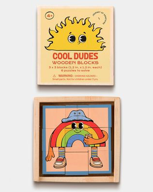 Cool Dudes Art Blocks - 25 Piece Wooden Puzzle Set for Kids