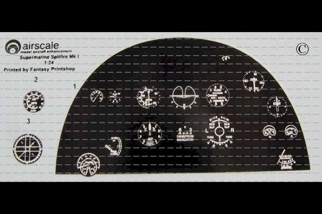 1/24 Spitfire Mk 1/Vb Instrument Panel (Decal)