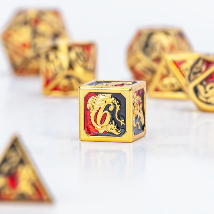 7-Set Dragon Solid Metal: Red/Black With Gold
