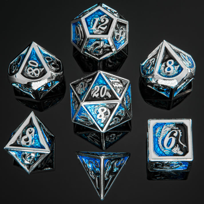 7-Set Dragon Solid Metal: Black/Blue With Silver