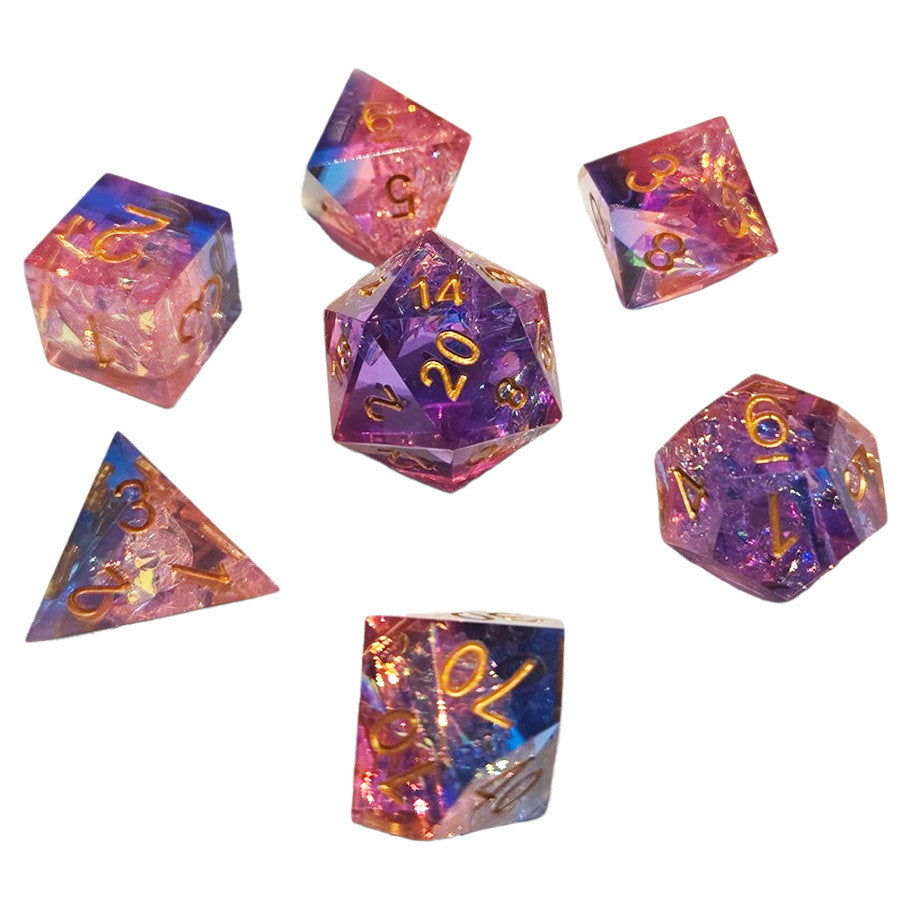 7-Set Sharp Resin Dice Pink Blue Neblua