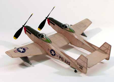 17-1/2 Wingspan F82 Twin Mustang Rubber Pwd Aircraft Laser Cut Kit