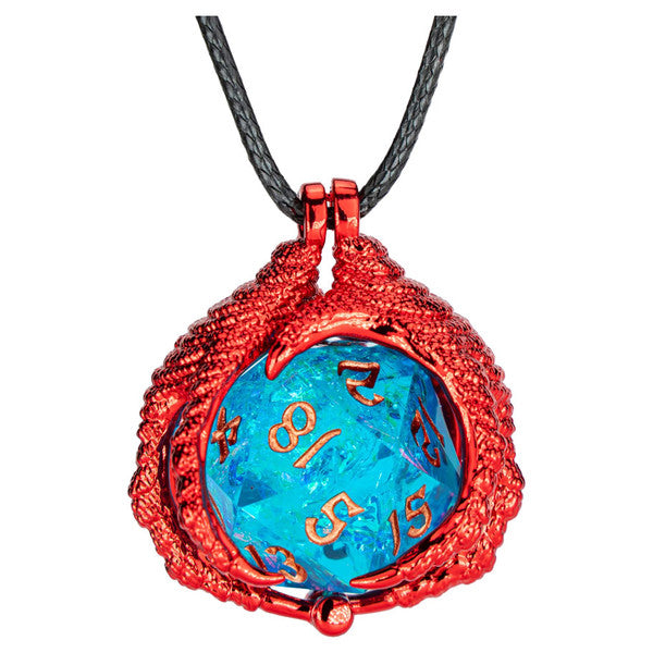 Dice Necklace: d20 Dragon Claw Red