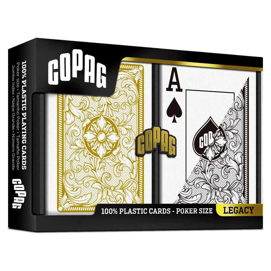 Playing Cards: COPAG: Legacy: Poker Size Jumbo Index Black/Gold 2-Pack