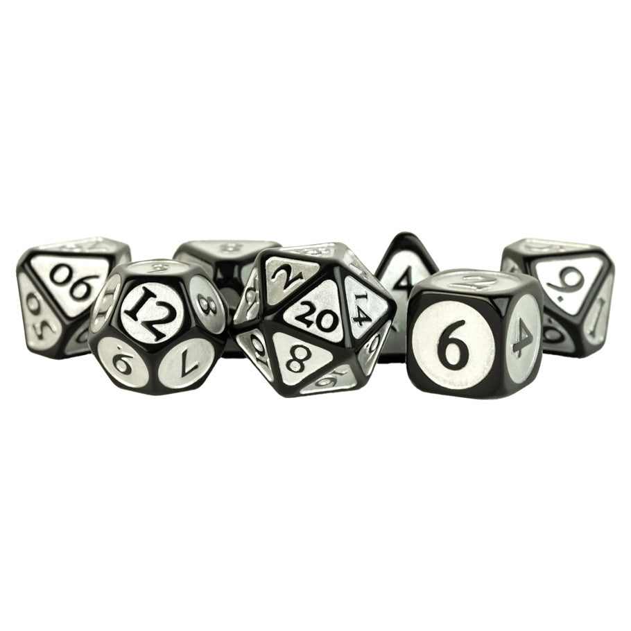 7-Set: Acrylic: 16mm: Black w/ Silver Enamel