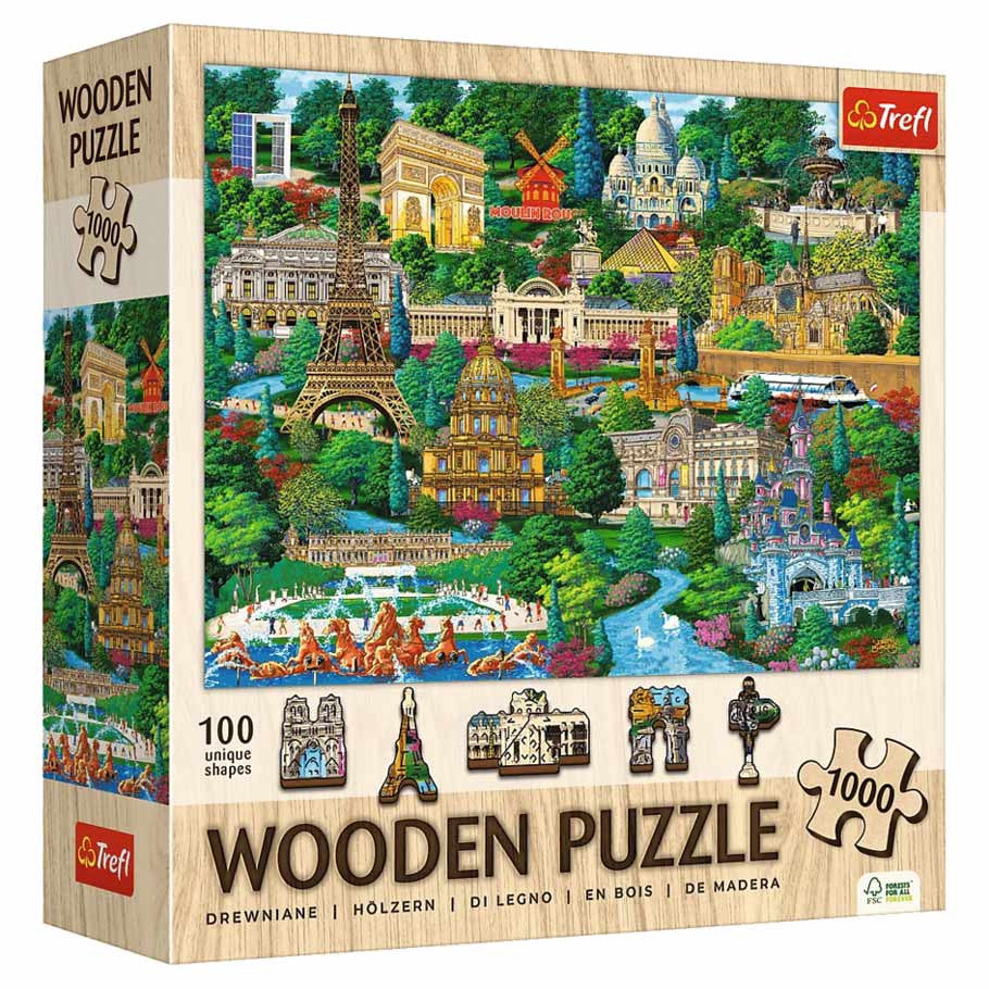 Puzzle: France: Famous Places 1000 Piece Wooden