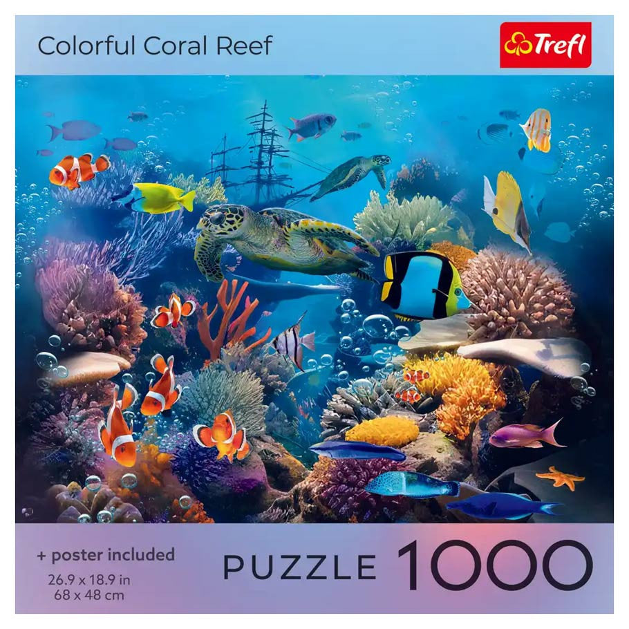 Puzzle: Colorful Coral Reef 1000 Piece with Poster (Trefl Red)