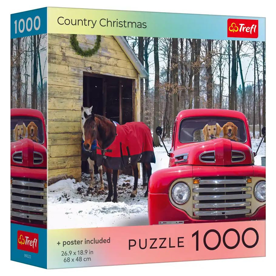 Puzzle: Country Christmas 1000 Piece with Poster (Trefl Red)