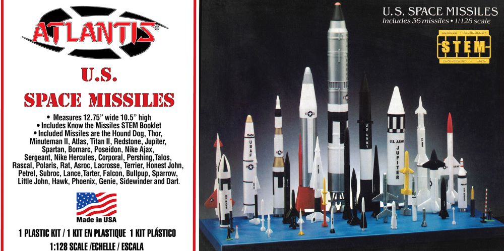1/128 US Space Missiles (36 diff) w/STEM Booklet (Formerly Monogram)