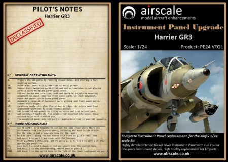 1/24 Hawker Harrier GR1/3 Instrument Panel (Photo-Etch & Decal)