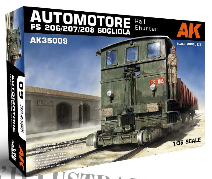 1/35 Automotore FS 206/207/208 Sogliola Rail Shunter Locomotive w/Track Section & Figure (Plastic Kit)