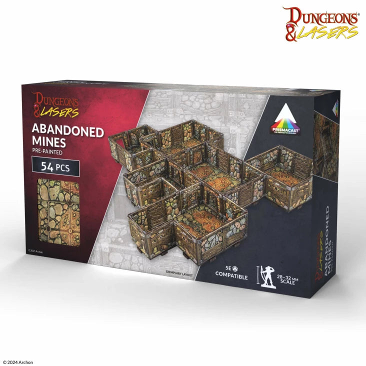 Dungeons & Lasers: Abandoned Mines Pre-Painted Walls & Terrain 28-32mm (54pcs)