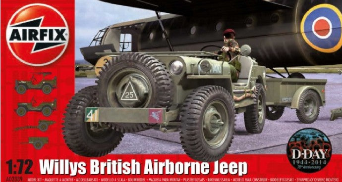1/72 Willys British Airborne Jeep Trailer & 75mm Howitzer M1 Gun D-Day