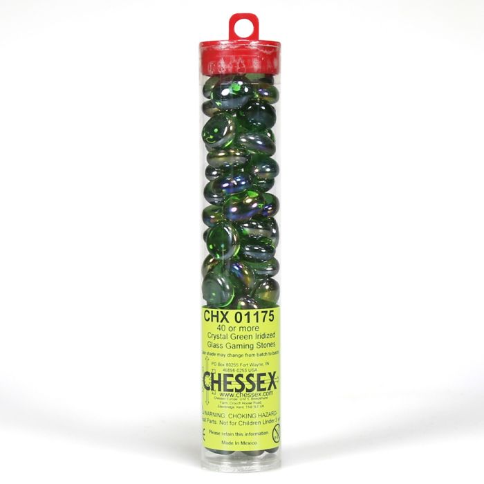 Glass Stones Tube Crystal Green Iridized (40) - Cats In Hat Inc.