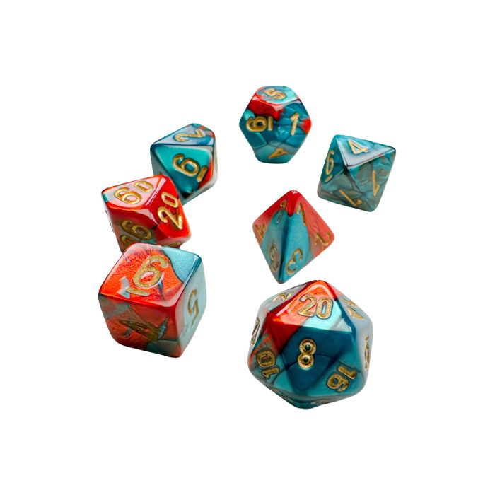7-Set Mini Gemini Red Teal With Gold - Cats In Hat Inc.