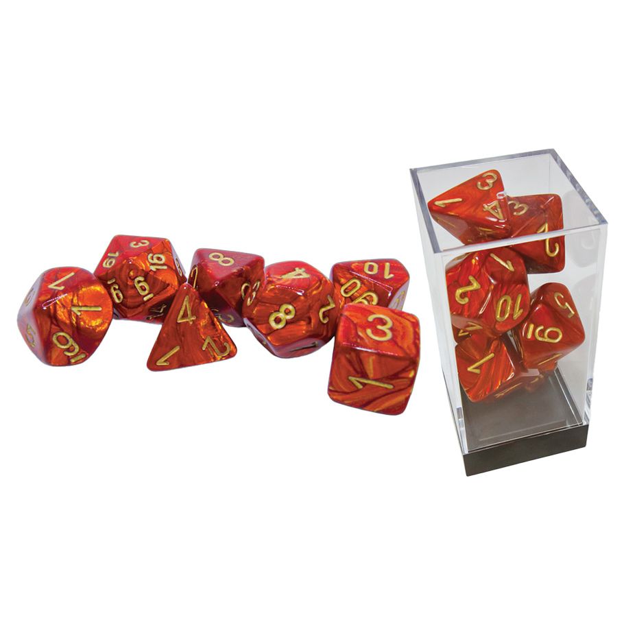 7-set Mega Hedrals: Scarab Scarlet/gold By Chessex Manufacturing