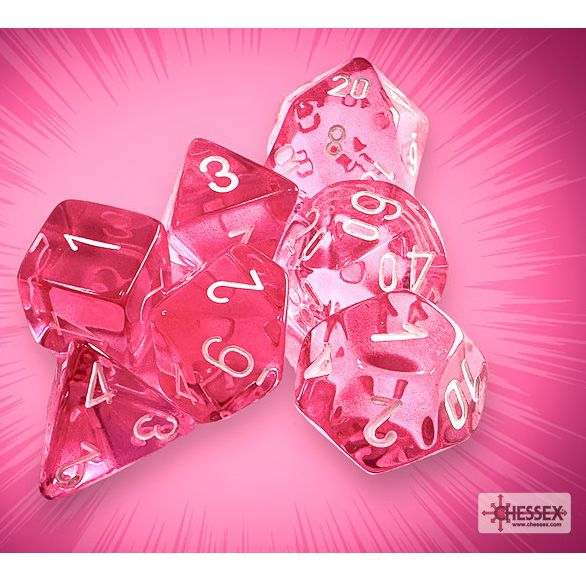 7--set Translucent Pink with white