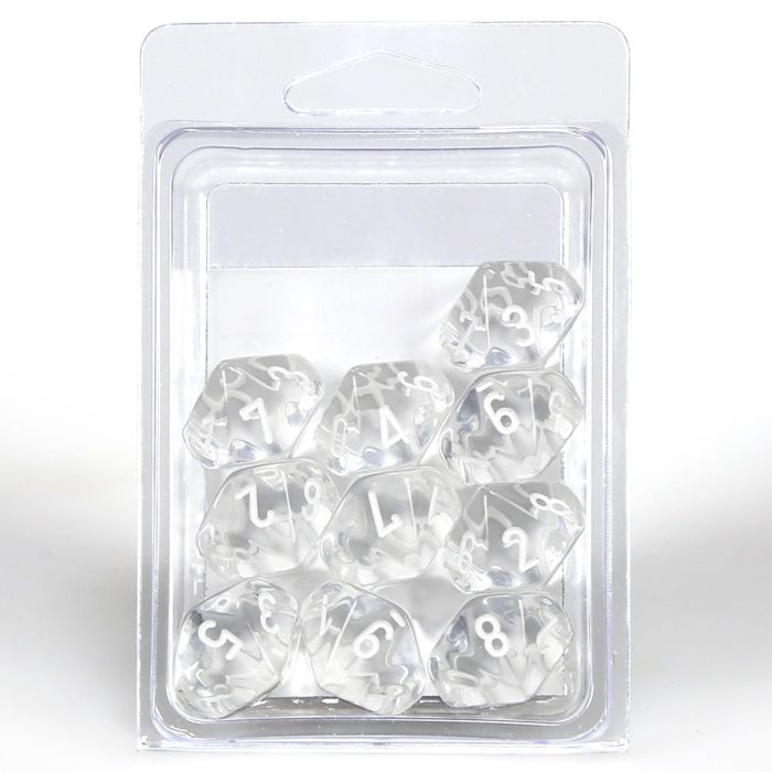 D10 Clamshell Translucent Clear With White (10) - Cats In Hat Inc.