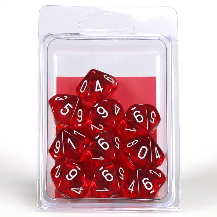D10 Clamshell Translucent Red With White (10) - Cats In Hat Inc.