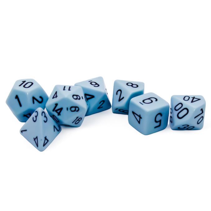 7-set Opaque Polyhedral Pastel Blue/black By Chessex Manufacturing