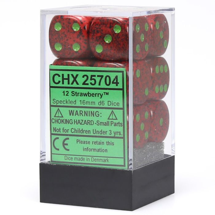 D6 Cube 16mm Speckled Strawberry (12) - Cats In Hat Inc.