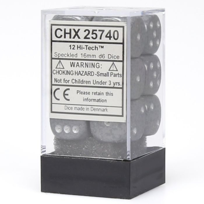 D6 Cube 16mm Speckled Hi-Tech (12) - Cats In Hat Inc.