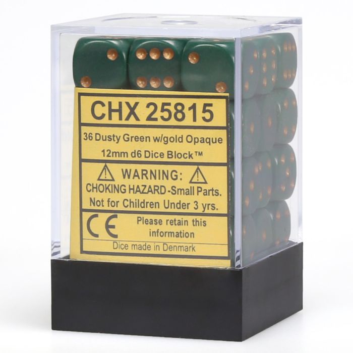 D6 Cube 12mm Opaque Dusty Green With Copper (36) - Cats In Hat Inc.