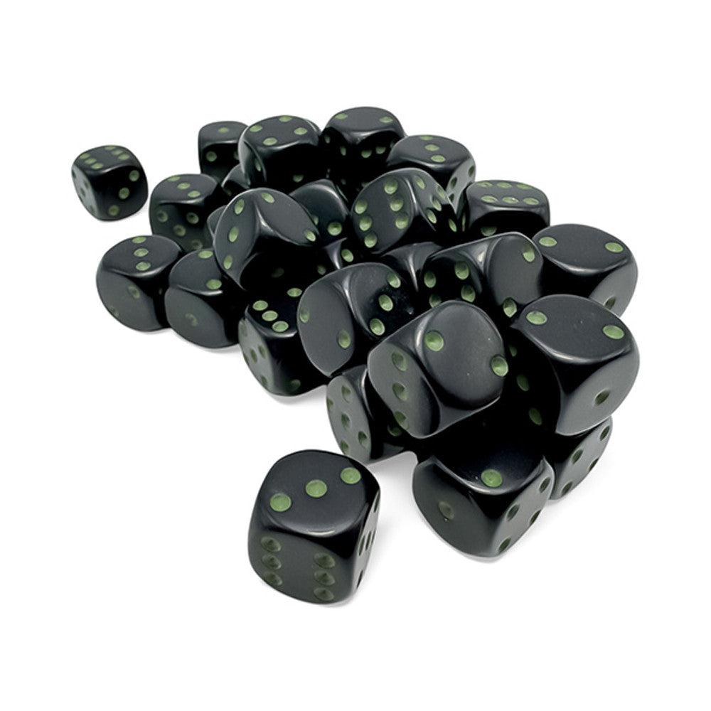 d6Cube 12mm Opaque Black with green (36)