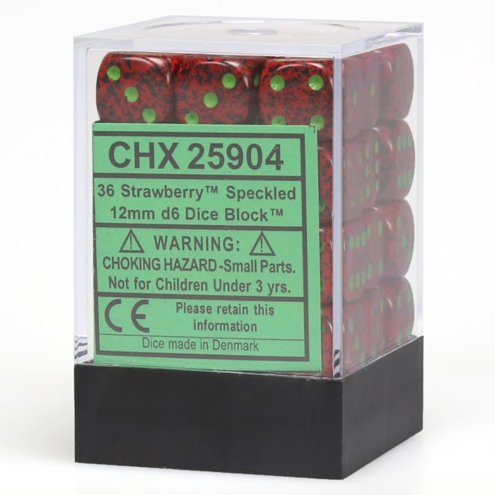 D6 Cube 12mm Speckled Strawberry (36) - Cats In Hat Inc.