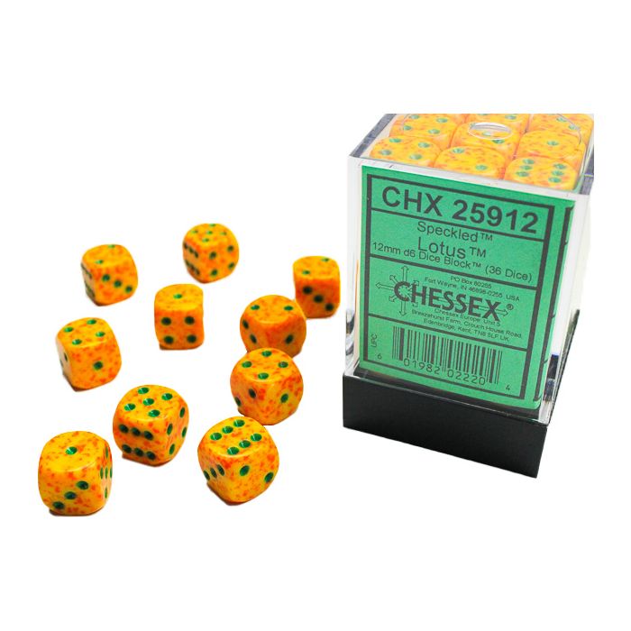 D6 Cube 12mm Speckled Lotus (36) - Cats In Hat Inc.