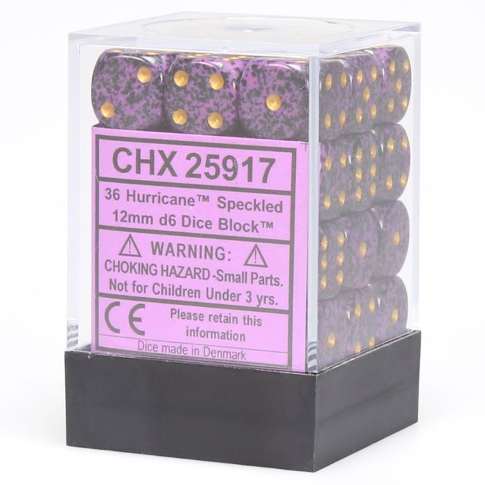 D6 Cube 12mm Speckled Hurricane (36) - Cats In Hat Inc.
