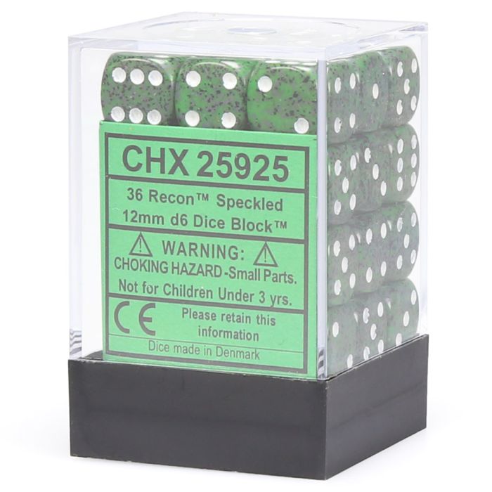 D6 Cube 12mm Speckled Recon (36) - Cats In Hat Inc.