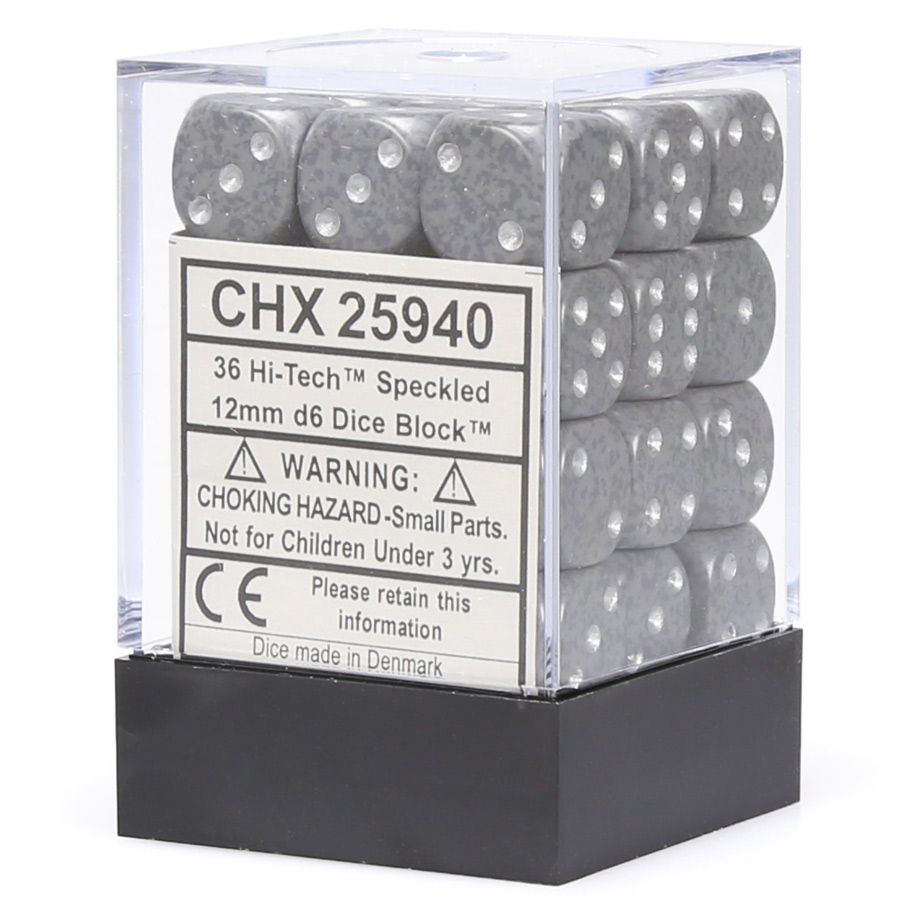 d6 Cube 12mm Speckled Hi-Tech (36) By Chessex Manufacturing
