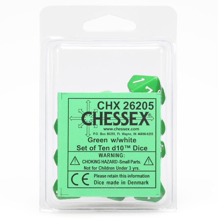 D10 Clamshell Opaque Green With White (10) - Cats In Hat Inc.