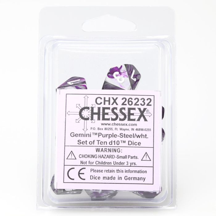D10 Clamshell Gemini Purple And Steel With White (10) - Cats In Hat Inc.