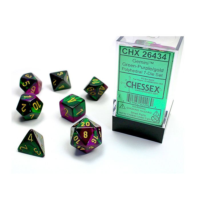 7-Set Cube Gemini Green And Purple With Gold - Cats In Hat Inc.
