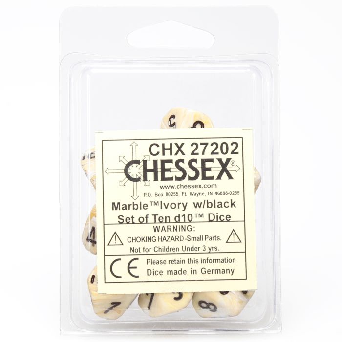 D10 Clamshell Marble Ivory With Black (10) - Cats In Hat Inc.