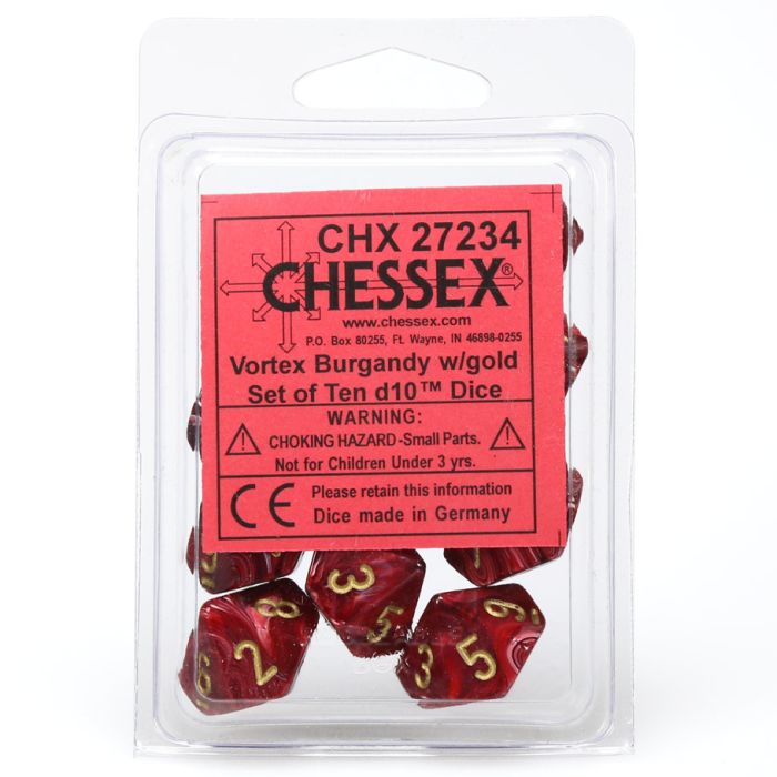 D10 Clamshell Vortex Burgandy With Gold (10) - Cats In Hat Inc.