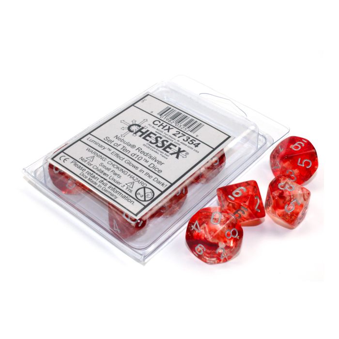 D10 Clamshell Luminary Nebula Red With Silver (10) - Cats In Hat Inc.