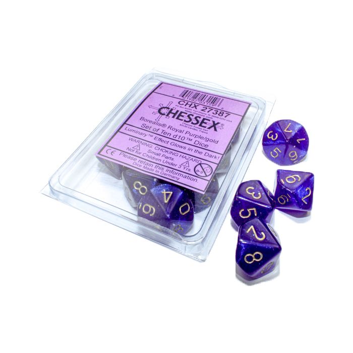 D10 Clamshell Borealis Luminary Royal Purple With Gold (10) - Cats In Hat Inc.