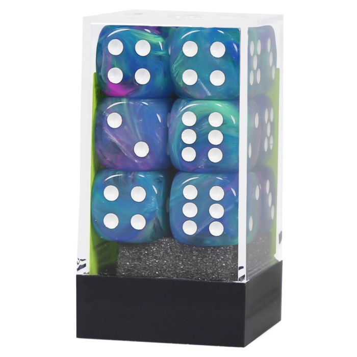 D6 Cube 16mm Festive Waterlily With White (12) - Cats In Hat Inc.