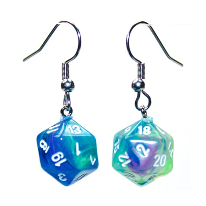 Hook Earrings Festive Waterlilly Mini D20 Pair - Cats In Hat Inc.