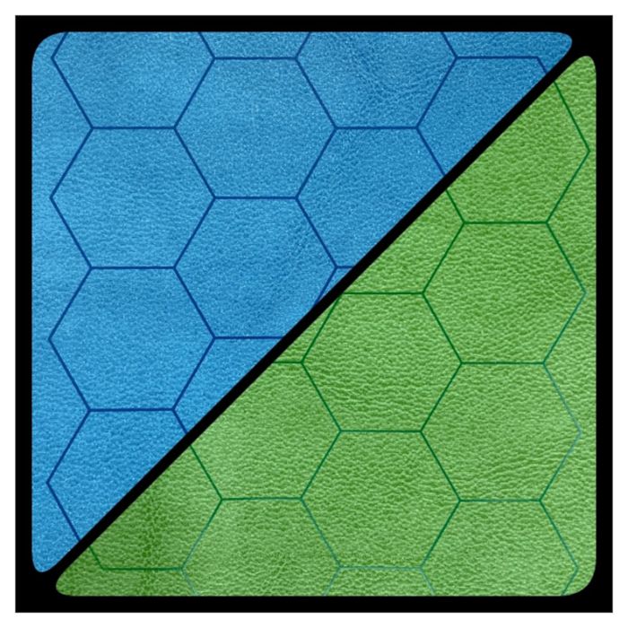 Battlemat: Reversible Hexes Blue/Green (23½” X 26” Playing Surface) - Cats In Hat Inc.