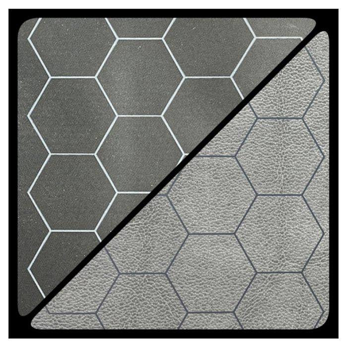 Battlemat: Reversible Hexes Black/Grey (23½” X 26” Playing Surface) - Cats In Hat Inc.