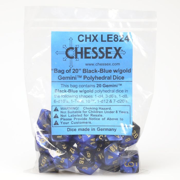 Assorted Bag Of Gemini Black And Blue With Gold (20) - Cats In Hat Inc.
