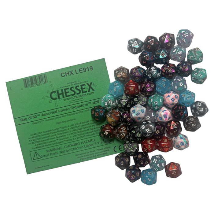 Bag Of 50: Mini Assorted Loose D20s 2nd Release - Cats In Hat Inc.